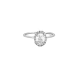 14K White Gold Oval Halo 1.28 Carat Natural Diamond Solitaire Engagement Ring