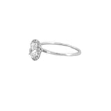 14K White Gold Oval Halo 1.28 Carat Natural Diamond Solitaire Engagement Ring