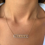 14K Gold Bar Stud Diamond Pendant