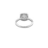 14K Gold 1.50 Carat Lab Grown Cushion Diamond Halo Ribbed Engagement Ring