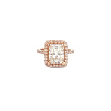 14K Gold 2.75 Carat Radiant Moissanite 3D Halo Prong Set Engagement Ring