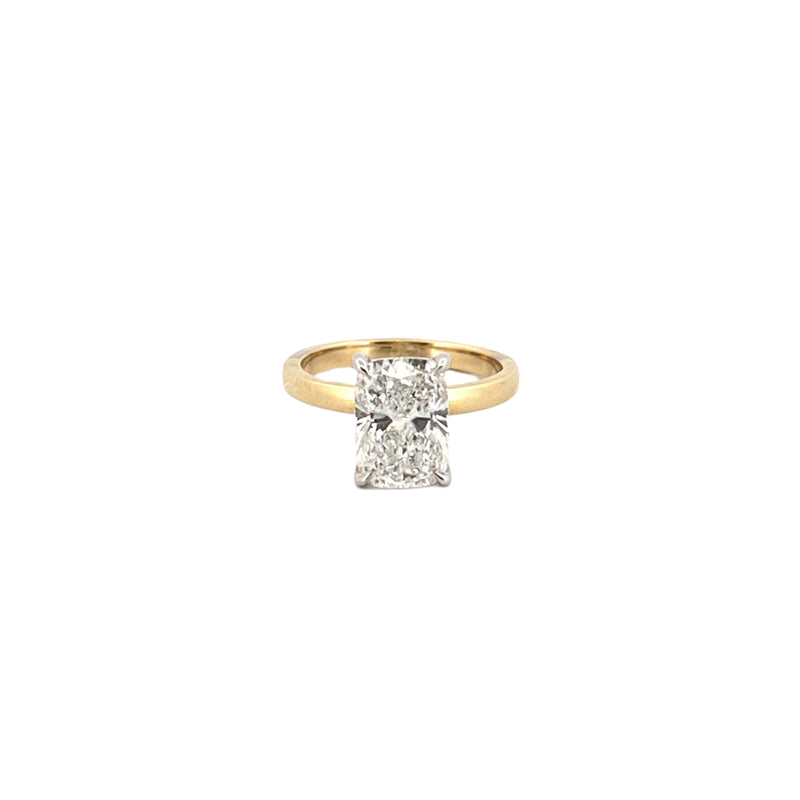 14K Two-Tone Gold 3.00 Carat Lab Grown Radiant Solitaire Under Halo Engagement Ring