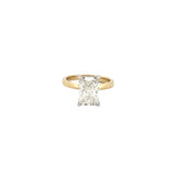 14K Two-Tone Gold 3.00 Carat Lab Grown Elongated Cushion Solitaire Under Halo Engagement Ring