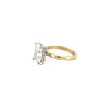 14K Two-Tone Gold 3.00 Carat Lab Grown Elongated Cushion Solitaire Under Halo Engagement Ring