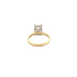 14K Two-Tone Gold 3.00 Carat Lab Grown Elongated Cushion Solitaire Under Halo Engagement Ring