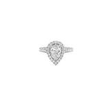 14K Gold 1.00 Carat Natural Pear Diamond Halo Art Deco Cathedral Engagement Ring
