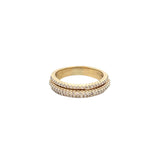 14K Gold Three-Row Raised Diamond Band