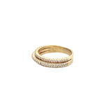 14K Gold Three-Row Raised Diamond Band