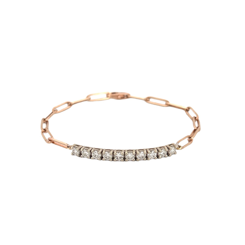 14K Gold Tennis Paper Clip Bracelet
