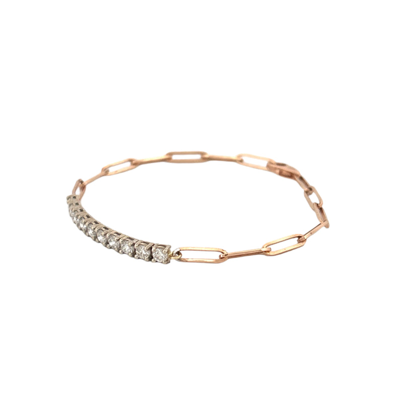 14K Gold Tennis Paper Clip Bracelet