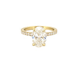 14K Gold 3.00 Carat Lab Grown Oval Diamond Prong Set Under Halo Engagement Ring