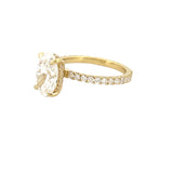 14K Gold 3.00 Carat Lab Grown Oval Diamond Prong Set Under Halo Engagement Ring