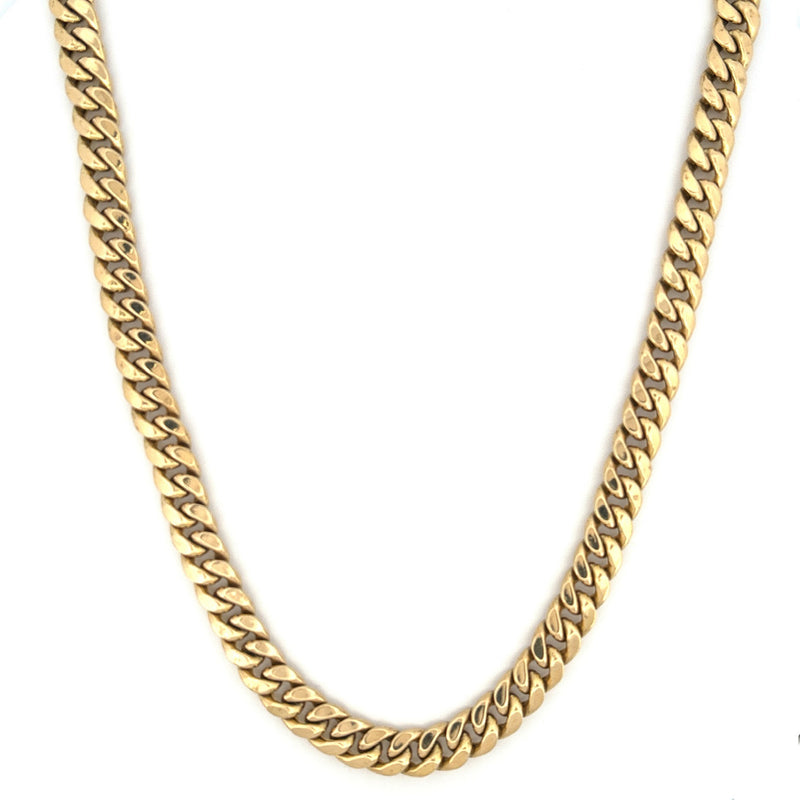 14K Gold 9.5MM Hollow Cuban Chain Necklace