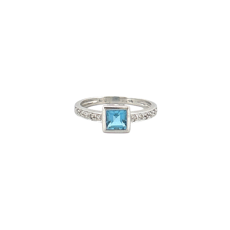14K Gold Princess Blue Tourmaline Bezel Ring
