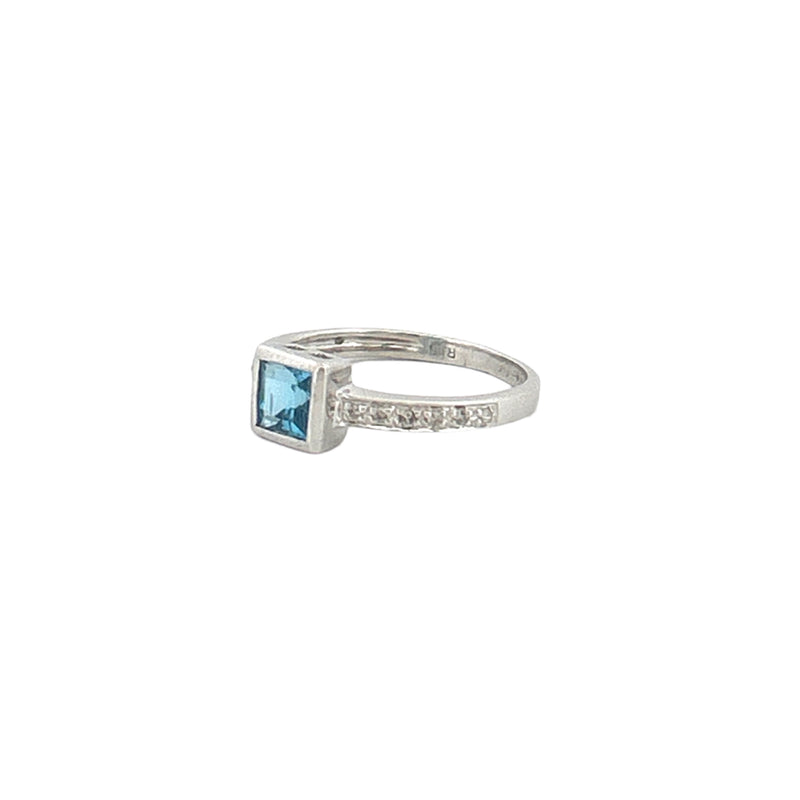 14K Gold Princess Blue Tourmaline Bezel Ring