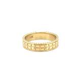 14K Gold Carved Pattern Mens Band