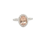 14K Gold Oval Morganite Cathedral Halo Engagement Ring