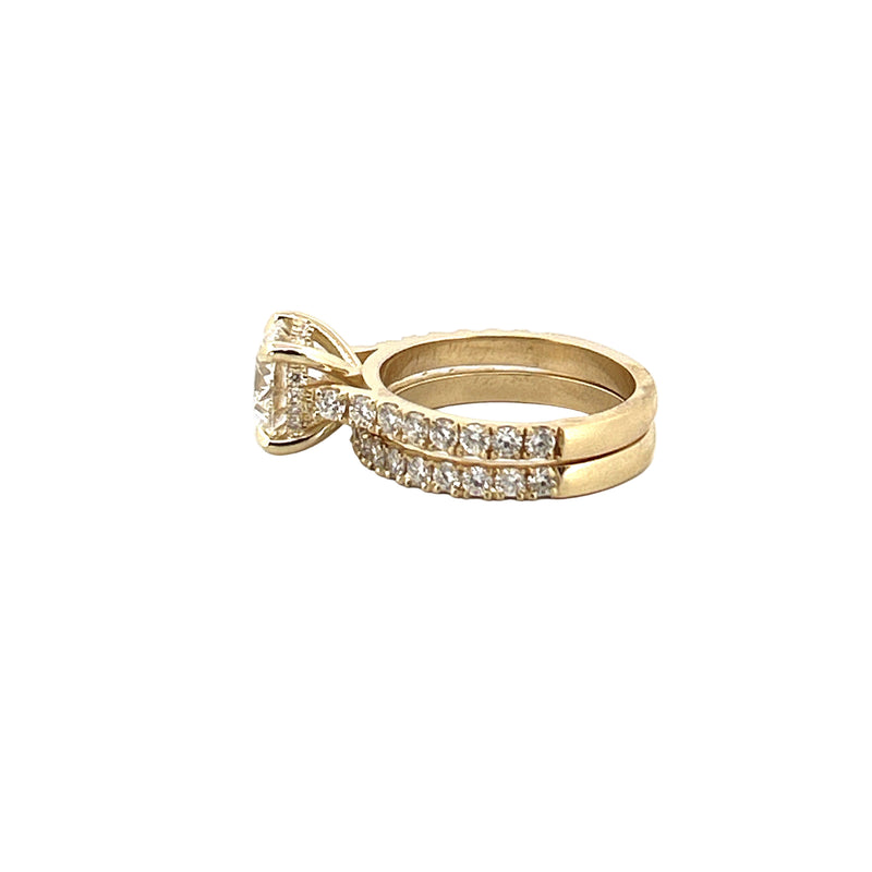 14K Gold 2.00 Carat Lab Grown Round Diamond Cathedral Engagement Set
