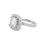 14K Gold 3.00 Carat Lab Grown Cushion Cut Diamond Wide Halo Engagement Ring