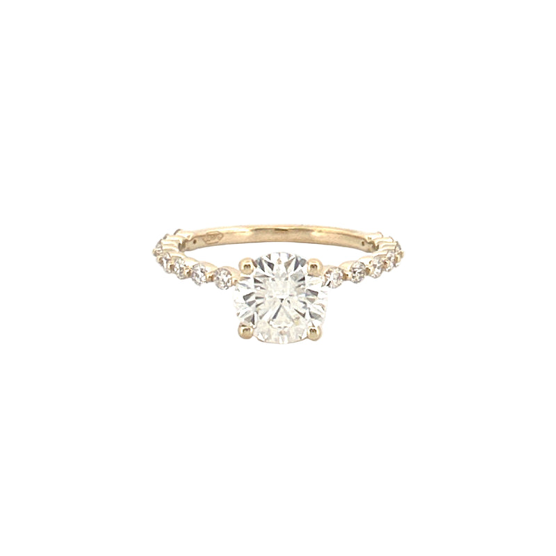 14K Gold 1.50 Carat Natural Round Cut Diamond Single Prong Engagement Ring