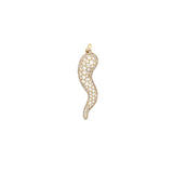 14K Gold 3D Pavé Diamond Italian Horn Pendant