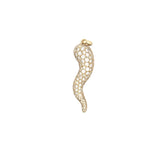 14K Gold 3D Pavé Diamond Italian Horn Pendant