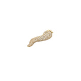 14K Gold 3D Pavé Diamond Italian Horn Flat Pendant