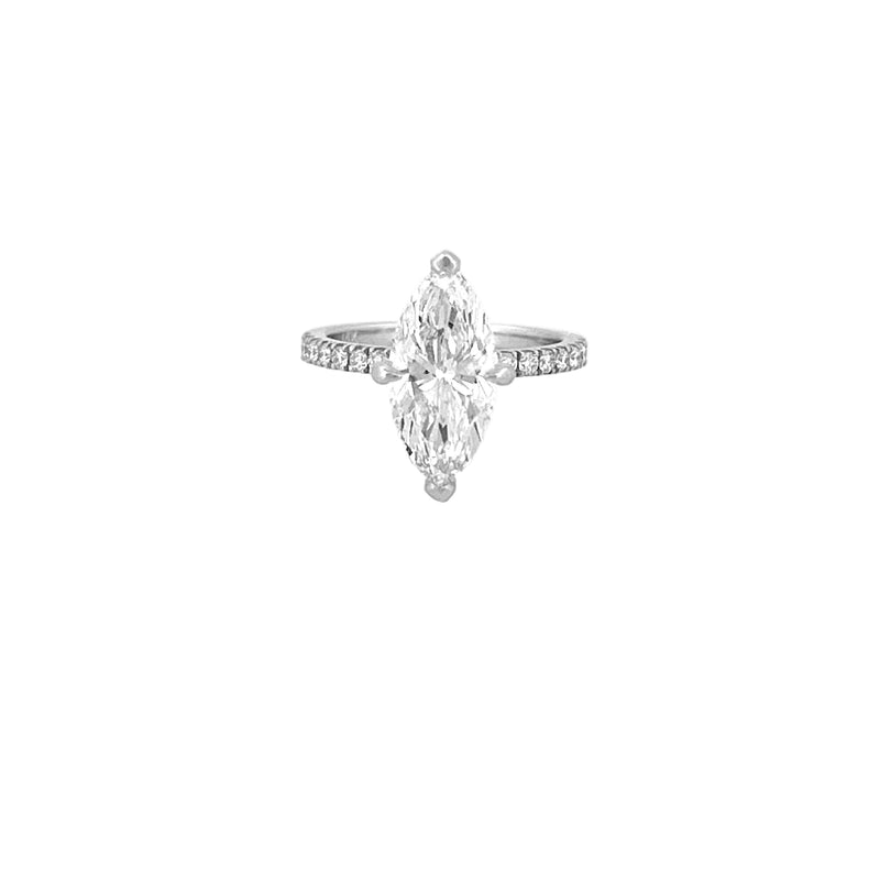 14K Gold 3.00 Carat Lab Grown Marquise Diamond Under Halo Engagement Ring