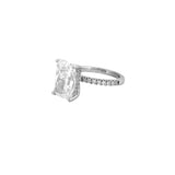 14K Gold 6.00 Carat Lab Grown Radiant Diamond Under Halo Engagement Ring