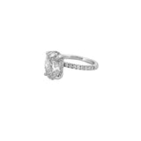 14K Gold 4.00 Carat Lab Grown Oval Diamond Under Halo Engagement Ring