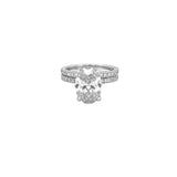 14K Gold 4.00 Carat Lab Grown Oval Diamond Under Halo Engagement Wedding Set