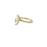 14K Gold 2.00 Carat Lab Grown Marquise Diamond Under Halo Engagement Ring