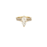 14K Gold 2.00 Carat Lab Grown Marquise Diamond Under Halo Engagement Wedding Set