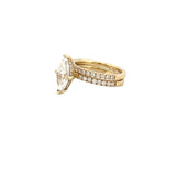 14K Gold 2.00 Carat Lab Grown Marquise Diamond Under Halo Engagement Wedding Set