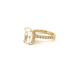14K Gold 4.00 Carat Lab Grown Elongated Cushion Diamond Under Halo Engagement Ring