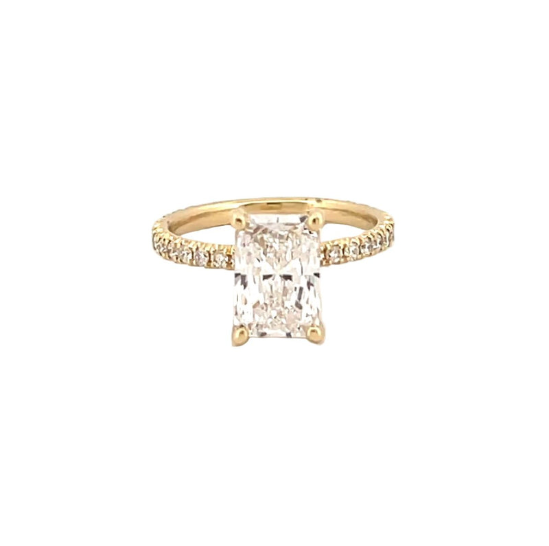 14K Gold 2.50 Carat Lab Grown Radiant Diamond Under Halo Bowtie Engagement Ring