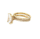 14K Gold 2.50 Carat Lab Grown Radiant Diamond Under Halo Bowtie Engagement Set