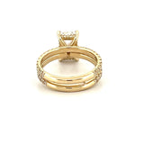 14K Gold 2.50 Carat Lab Grown Radiant Diamond Under Halo Bowtie Engagement Set