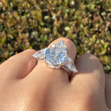 14K Gold 3.80 Carat Lab Grown Trio Pear Engagement Ring
