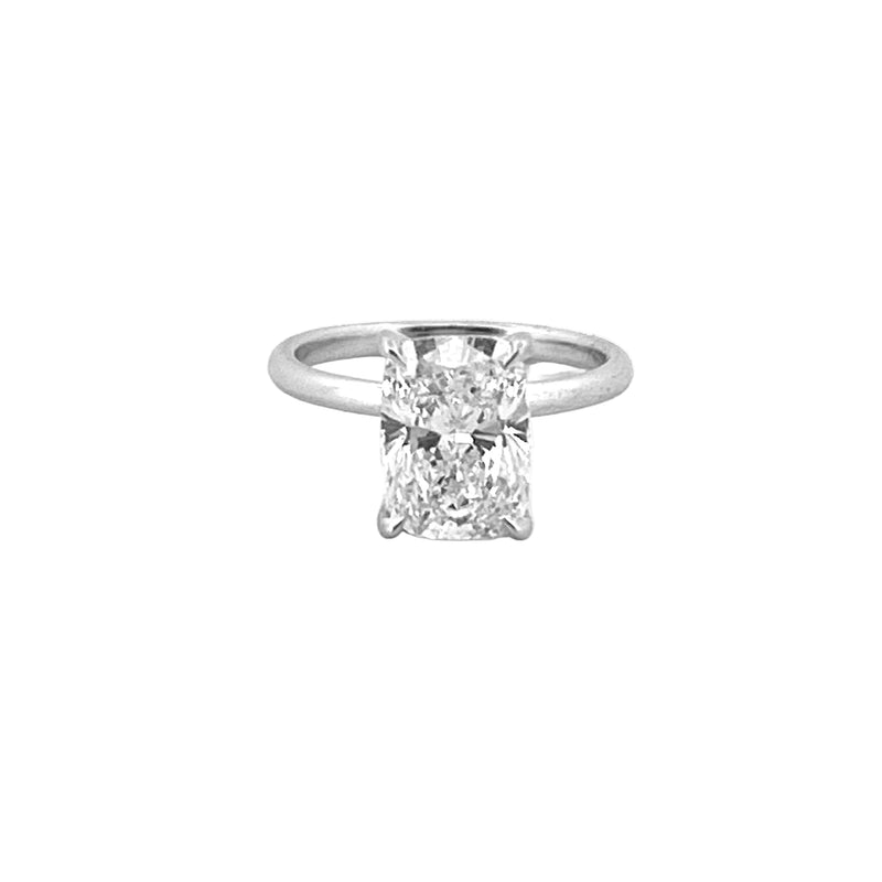 14K Gold 3.00 Carat Lab Grown Elongated Cushion Solitaire Under Halo Engagement Ring