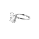 14K Gold 3.00 Carat Lab Grown Elongated Cushion Solitaire Under Halo Engagement Ring