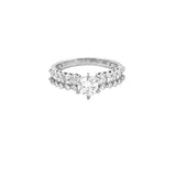 14K Gold Natural Round Diamond Baguette and Round Channel Engagement Ring