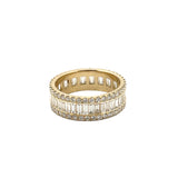 14K Gold 8MM Natural Baguette and Round Diamond Eternity Band
