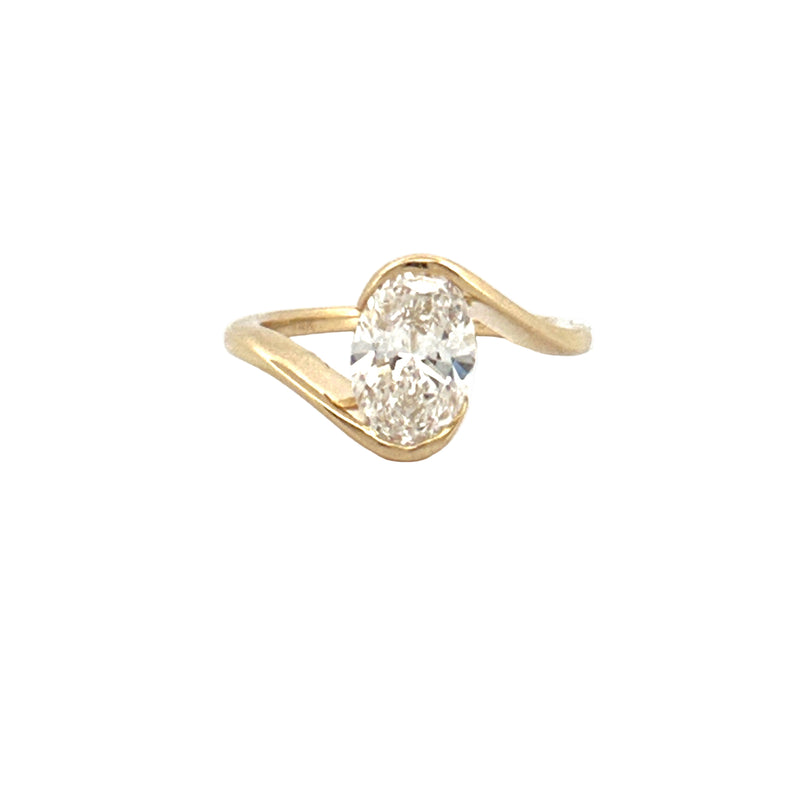 14K Gold 2.00 Carat Lab Grown Oval Diamond Spiral Solitaire Engagement Ring