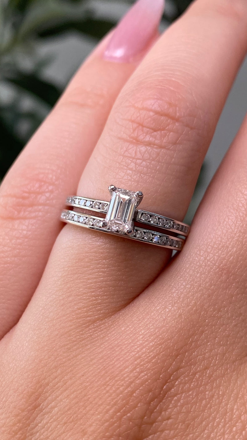 14K Gold 0.50 Carat Natural Emerald Diamond Channeled Wedding Set