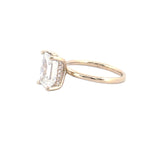 14K Gold 3.00 Carat Lab Grown Emerald Diamond Under Halo Solitaire Engagement Ring