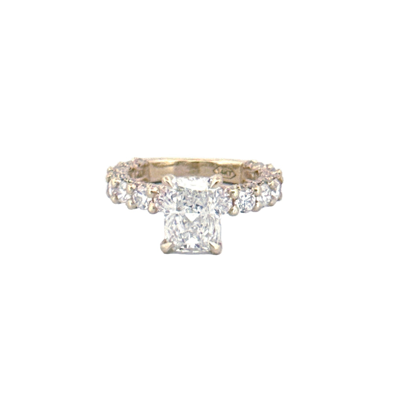 14K Gold 2.00 Carat Lab Grown Elongated Cushion Diamond Double Under Halo U Prong Engagement Ring