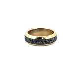 14K Gold Two-Row Mens Black Diamond Eternity Band