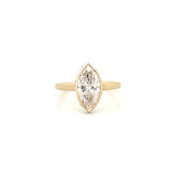 14K Gold 2.50 Carat Lab Grown Marquise Diamond Under Halo Bezel Engagement Ring