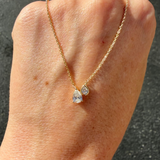14K Gold Pear Diamond Duo Pendant Necklace